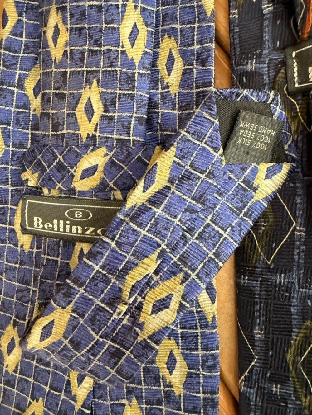 Vintage Bellinzona 100% Silk Tie Bundle Geometric Diamond 90s